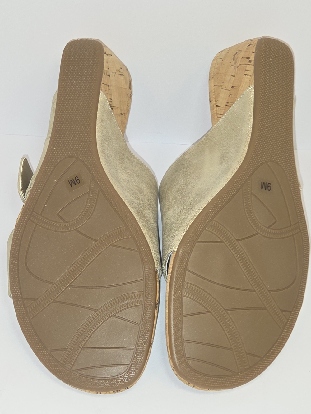 Impo Platino Giselle Metallic Gold Cork Wedge Slide with Silver Buckle - Picture 10 of 13